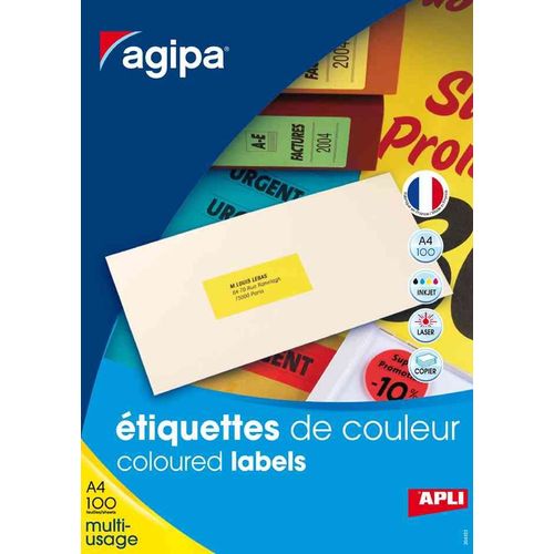 Etiquettes Rouge Fluo Format 70x31mm 27/Planche Boite De 2700 tiquettes - Marque: Agipa