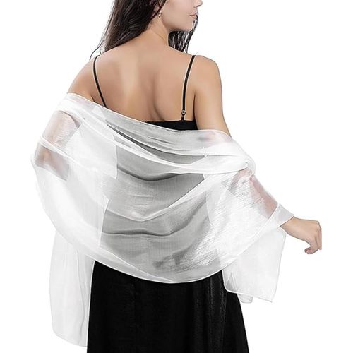 tole Pour Femme-Foulard En Mousseline De Soie-lgant-charpe Lgre Et Douce-Grande Taille,Satin Chale Mariage Echarpes Et Foulards Pour Robe De Soire lgant- Pour Robe De Soire-Blanc