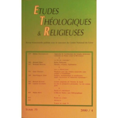 tudes Thologiques Et Religieuses