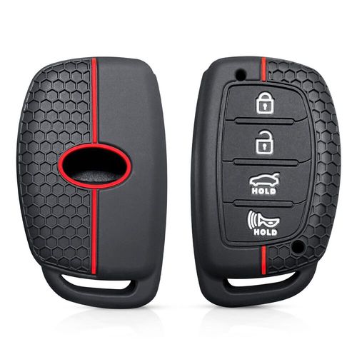 tui  Cls De Voiture  Rabat En Silicone  3 Boutons,Pour Hyundai Solaris Verna Elantra Santa Fe I10 I20 I30 I35 I40 Ix35 Ix45 Creta Tucson Accent - Type Redline(Smart 4btn)