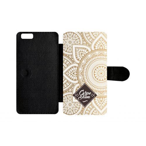 Etui A Rabat - Carpe Diem Modif Orient Fond Blanc - Compatible Avec Apple Iphone 6 Plus - Plastique - Bord Noir