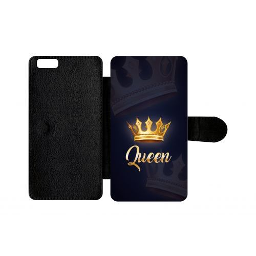 Etui A Rabat - Queen Fond Noir - Compatible Avec Apple Iphone 6 Plus - Plastique - Bord Noir