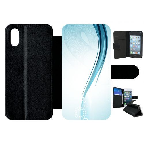 Etui  Rabat Iphone Xs - Forme Bleu Arrondi - Simili-Cuir - Noir