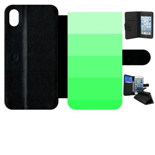 Etui A Rabat - Degrad Vert Fluo - Compatible Avec Apple Iphone Xr - Simili-Cuir - Bord Noir
