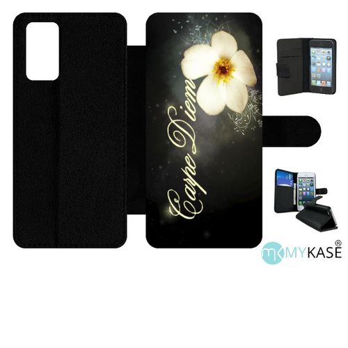 Etui  Rabat Pour Galaxy Note20 5g - Carpe Diem Fleur - Simili-Cuir - Noir