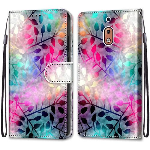 Etui  Rabat En Pu Cuir Pour Nokia 2.1 Flip Portefeuille Coque Protection Avec Motif Charmant Pochette En Cuir Etui A Rabat Carte Fentes Coque Nokia 2.1 5.5