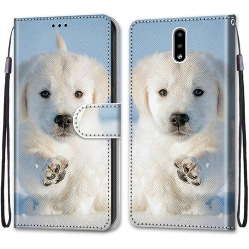 Etui  Rabat En Pu Cuir Pour Nokia 2.3 Flip Portefeuille Coque De Protection Avec Motif Charmant Pochette En Simili Cuir Etui A Rabat Carte Fentes Coque Nokia 2.3 6.2-Pouces,Chiot De Neige