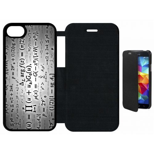 Etui A Flip Flap - Calcul Pi Math Fond Argent - Compatible Avec Apple Iphone 8 - Plastique - Bord Noir
