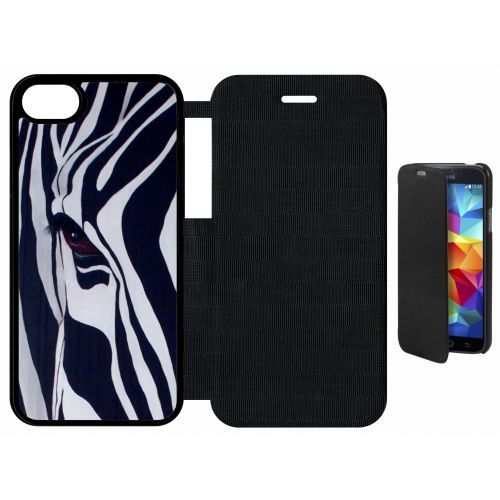 Etui A Flip Flap - Motif Zebre Noir Et Blanc - Compatible Avec Apple Iphone 8 - Plastique - Bord Noir