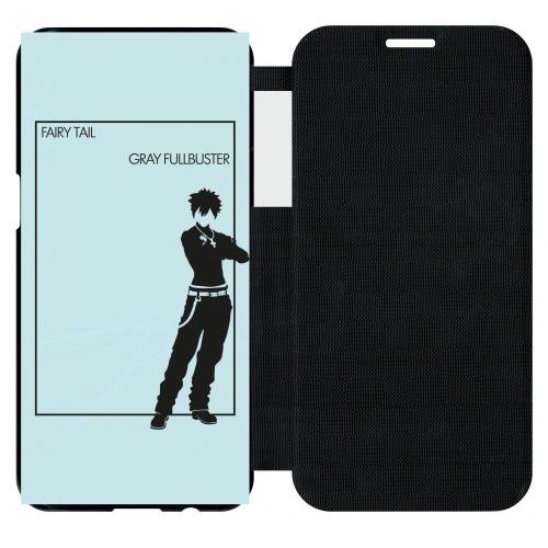 Etui Flip Flap Galaxy S7 Edge - Fairy Tail Gray Fullbuster - Simili-Cuir - Noir
