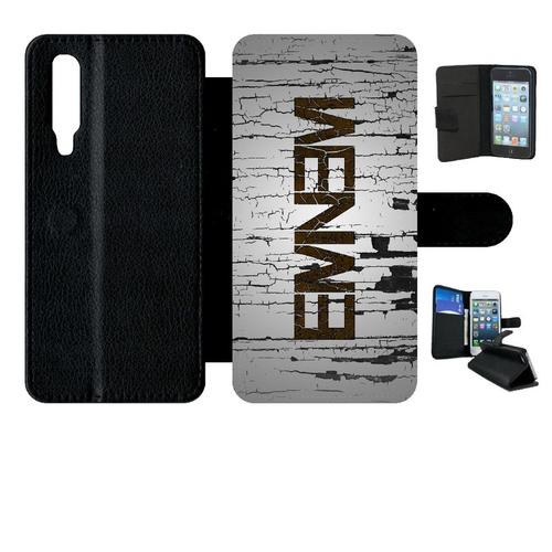 Etui  Rabat Huawei P30 - Hip Hop Eminem - Simili-Cuir - Noir