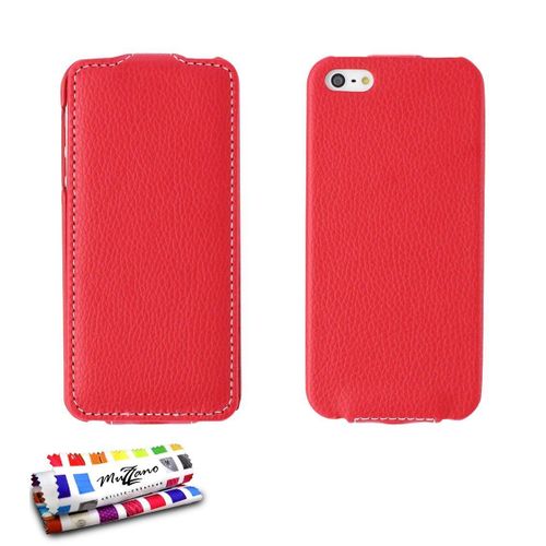 Etui A Rabat Iphone 5 5s Se Open Flip Rouge Eco-Cuir (Pu)