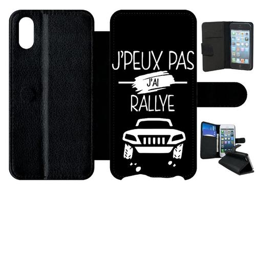 Etui  Rabat Iphone X - J Peux Pas J Ai Rallye 2 - Simili-Cuir - Noir