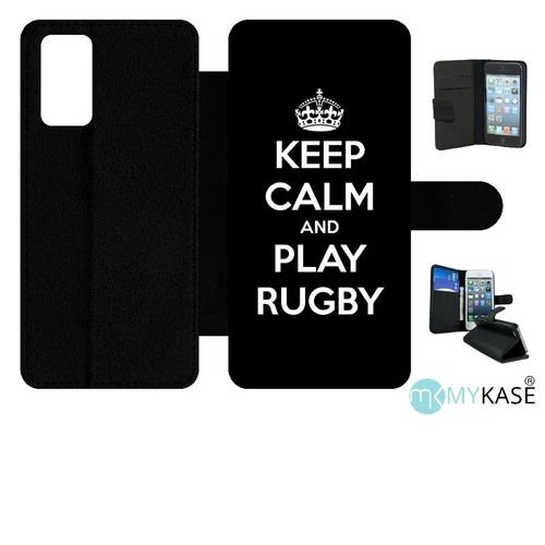 Etui  Rabat Pour Galaxy Note20 5g - Keep Calm And Play Rugby - Simili-Cuir - Noir