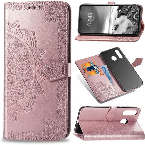 tui  Rabat Pour Huawei P30 Lite, Motif Mandala En Relief En Cuir Pu Avec Emplacements Pour Cartes, Coque De Tlphone  Rabat Pour Huawei P30 Lite Or Rose