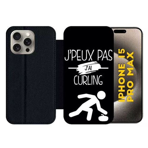 Etui  Rabat Pour Iphone 15 Pro Max - J Peux Pas J Ai Curling 2 - Silicone - Noir