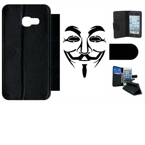 Etui  Rabat Galaxy A3 (2017) - Anonymous Blanc - Simili-Cuir - Noir