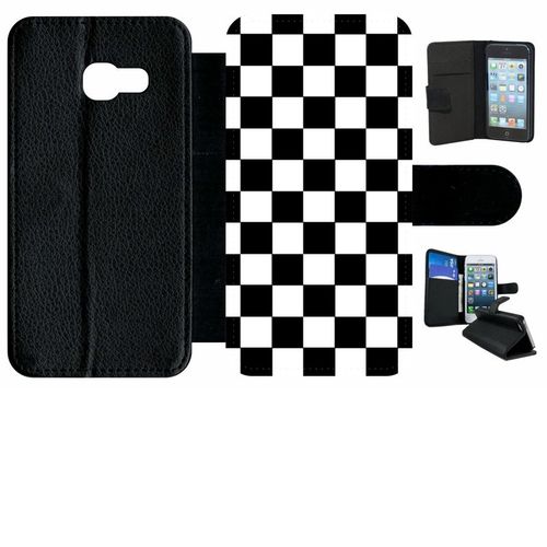Etui  Rabat Galaxy A3 (2017) - Dammier Noir Et Blanc - Simili-Cuir - Noir