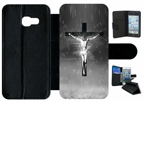 Etui  Rabat Galaxy A3 (2017) - Jsus Croix Noir Et Blanc - Simili-Cuir - Noir