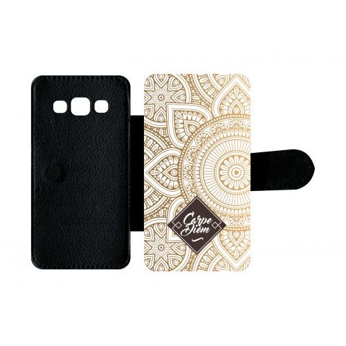 Etui A Rabat - Carpe Diem Modif Orient Fond Blanc - Compatible Avec Samsung Galaxy A3 - Plastique - Bord Noir