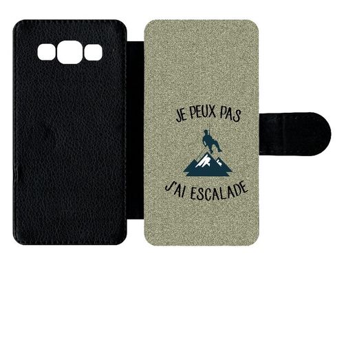 Etui  Rabat Galaxy A5 (2015) - Je Peux Pas J Ai Escalade Fond Texture Gris - Simili-Cuir - Noir