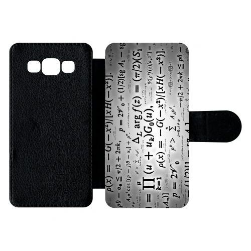 Etui  Rabat Galaxy A5 (2015) - Calcul Pi Math Fond Argent - Simili-Cuir - Noir