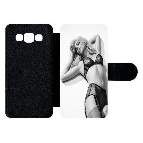Etui A Rabat - Femme Sexy Noir Et Blanc - Compatible Avec Samsung Galaxy A5 (2015) - Simili-Cuir - Bord Noir