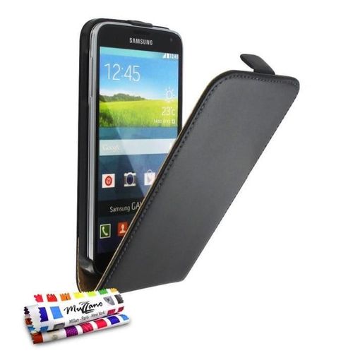 Etui A Rabat Samsung Galaxy S5 Open Flip Noir Eco-Cuir (Pu)