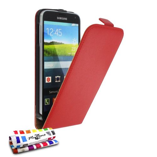 Etui A Rabat Samsung Galaxy S5 Open Flip Rouge Eco-Cuir (Pu)