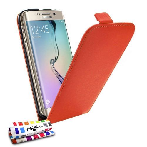 Etui A Rabat Samsung Galaxy S6 Edge Open Flip Rouge Eco-Cuir (Pu)