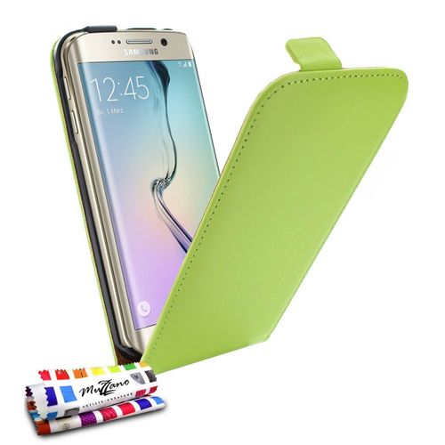 Etui A Rabat Samsung Galaxy S6 Edge Open Flip Vert Eco-Cuir (Pu)