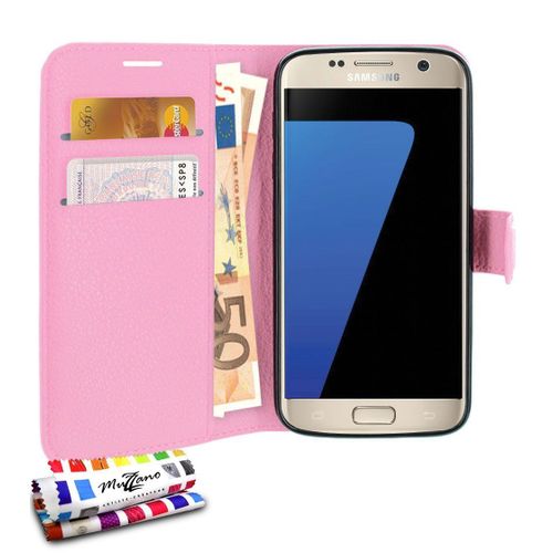 Etui A Rabat Samsung Galaxy S7 Edge Folio Rose Eco-Cuir (Pu)