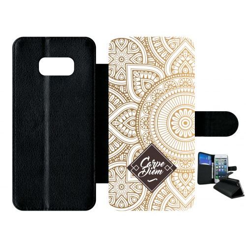 Etui  Rabat Galaxy S8+ - Carpe Diem Modif Orient Fond Blanc - Simili-Cuir - Noir
