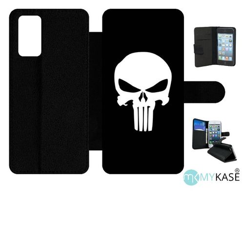 Etui  Rabat Pour Galaxy Note20 5g - Tte De Mort Sur Fond Noir - Simili-Cuir - Noir