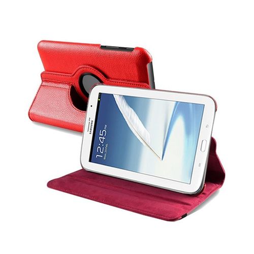 Etui Aspect Cuir Rouge Support Rotatif Pour Samsung Note 8-0 N5100