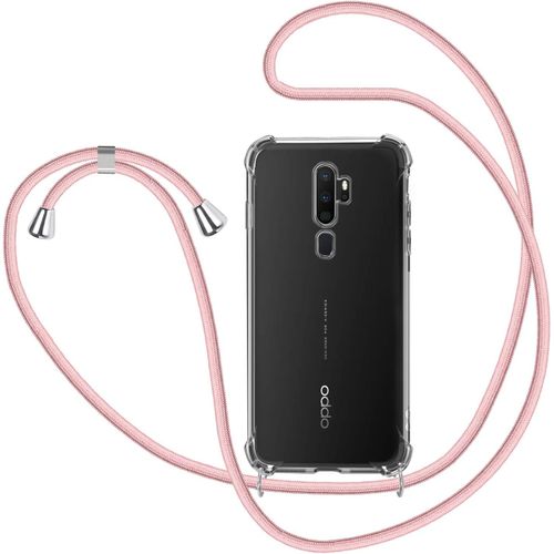 tui Avec Cordon Pour Oppo A9 A5 2020, tui En Silicone Souple En Tpu Transparent Avec Sangle De Suspension Rglable, Tour De Cou, Cordon De Chane Or Rose