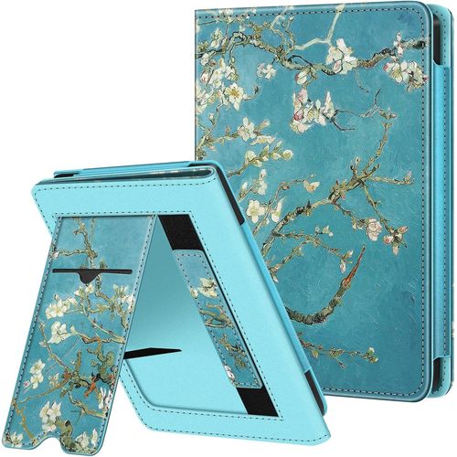 tui Compatible Avec 6\U201d Kobo Clara Colour/Bw 2024 Et Kobo Clara 2e 2022 - Coque Liseuse Housse Avec Bquille, Fente Pour Carte Et Dragonne, Fleur Abricotier[Kin5221089]
