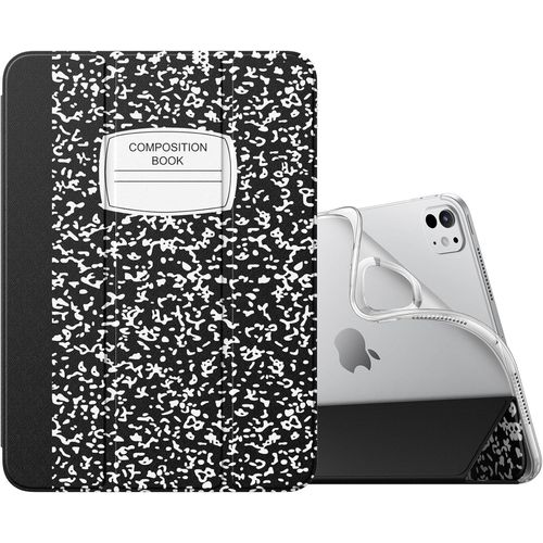 tui Compatible Avec Ipad Pro 11 Pouces M4 2024 (5e Gn), Coque De Protection Tpu Avec Support Pliable Translucide Avec Veille/Rveil Auto, Carnet Noir.[F5352]