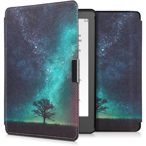 tui Compatible Avec Kobo Aura Edition 2 Coque - tui  Rabat Magntique Tablette Ereader Similicuir - Bleu-Gris-Noir[Kin6251012]