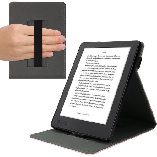 tui Compatible Avec Kobo Aura H2o Edition 2 Coque - tui  Rabat Magntique Tablette Ereader Similicuir Avec Sangle - Rose Clair-Blanc-Rose Ancien[Book5170636]