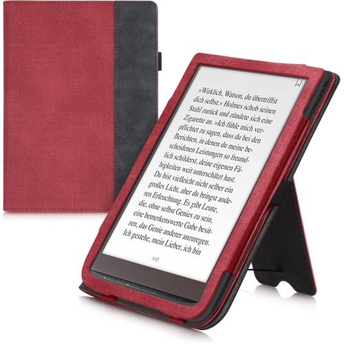 tui Compatible Avec Pocketbook Inkpad 3/3 Pro/Color/Vivlio Inkpad 3 Coque - tui  Rabat Magntique Tablette Ereader Similicuir - Rouge-Gris Fonc[Book4280733]