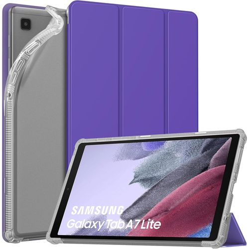 tui Compatible Avec Samsung Galaxy Tab A7 Lite 8.7 Pouces 2021(Sm-T227/Sm-T225/Sm-T220), tui  Trois Volets Anti-Chocs Coque De Protection Avec Support Dos Translucent, Violet Fonc