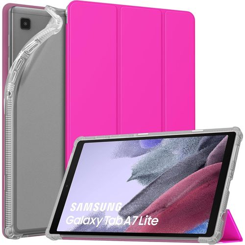 tui Compatible Avec Samsung Galaxy Tab A7 Lite 8.7 Pouces 2021(Smt227/Smt225/Smt220), tui  Trois Volets Antichocs Coque De Protection Avec Support Dos Translucent, Rouge Pitaya
