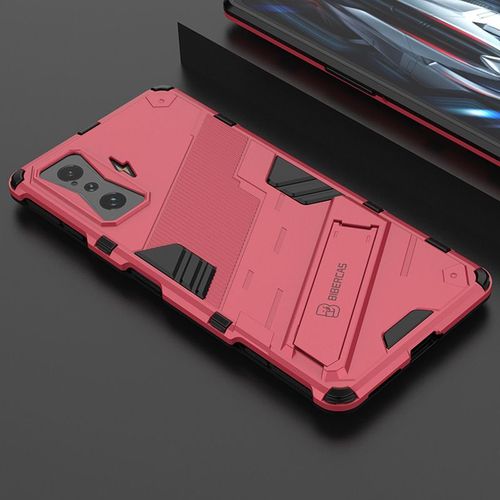 Etui Coque Pour Redmi K50 Supreme Edition Silicone All-Inclusive Anti-Fall Bracket Gaming Version Bracket Mobile Phone Case, Rose Red (Punk)