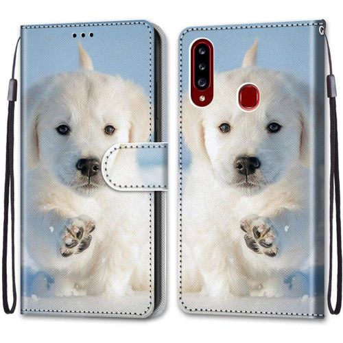 Etui Coque Pour Samsung Galaxy A20s - Peinture Wallet Case Cuir Housse Portefeuille Coque Avec  Rabat Porte Carte Longe Magntique Samsung Galaxy A20s Flip Cover Dks -Chiot