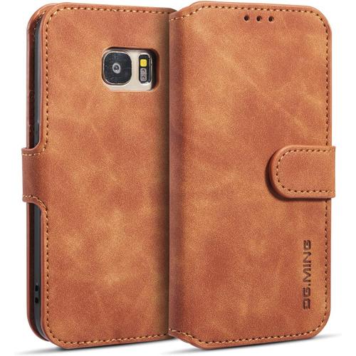 Etui Coque Pour Samsung Galaxy S7, Protection Case Housse En Cuir Portefeuille Livre Emplacements Cartes Fonction Support Languette Magntique Case Cover Housse