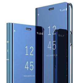 Etui Coque Samsung Galaxy A51 Clear View Etui À Rabat Antichoc Coque Miroir Smart Stand Etui Housse Pour Samsung Galaxy A51 Bleu