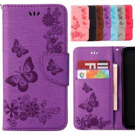 Etui Coque Sony Xperia L1 G3311 Etui Butterfly Pochette Coque Housse Cuir Flip Cover Silicone TPU Coquille Portefeuille Media de Fente pour Carte Bumper Protecteur Poche Pourpre Rakuten