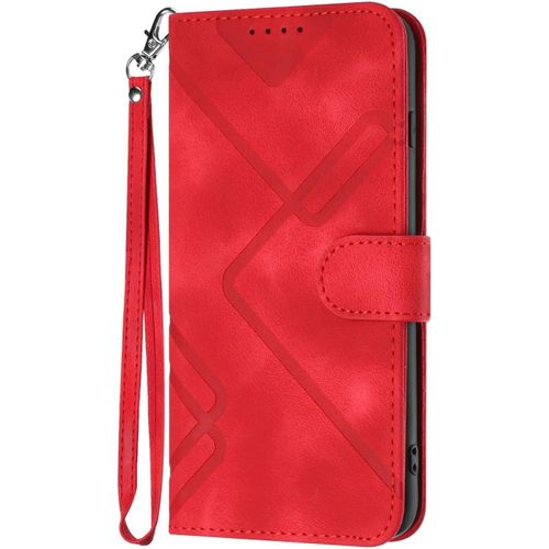 Etui De Protection Compatible Avec Iphone 15 Pro Max, Motif Conduit, Etui A Rabat En Cuir Pu, Portefeuille Avec Compartiment Pour Cartes Magnetique En Cuir Tpu, Rouge