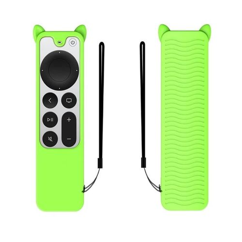tui de protection en silicone oreilles de chat pour tlcommande Apple TV 4K-Vert lumineux Vert lumineux